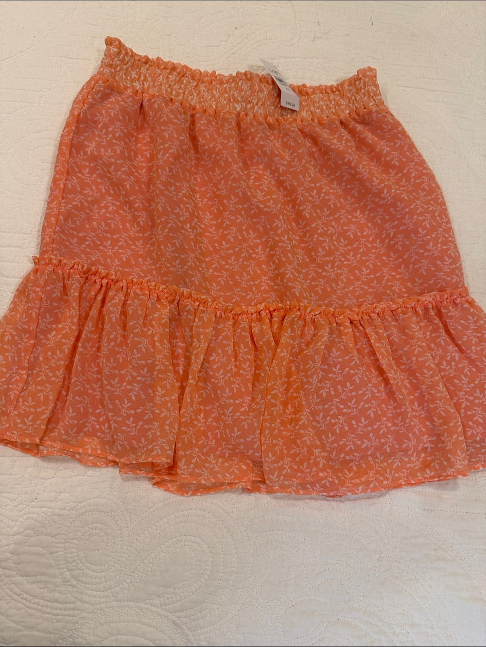 LOFT Coral Skirt with Ruffle Hem